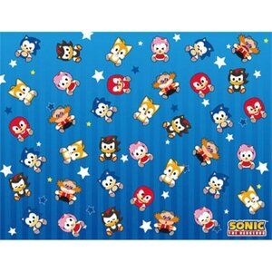 New Chibis Sonic the Hedgehog Cast Fleece Throw Gift Blanket Sega Video Game NIP
